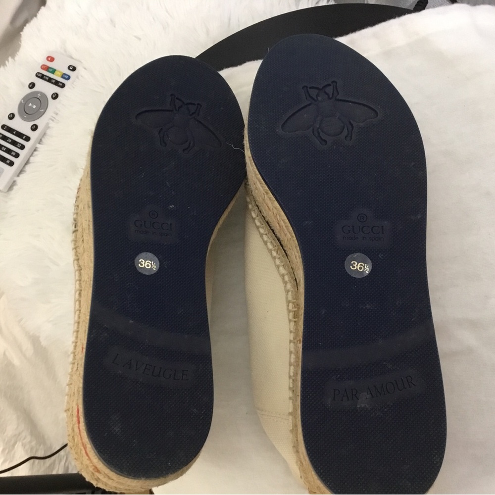 Gucci Cream Canvas Platform Espadrille Sneakers with Web Stripe - Picture 8 of 15